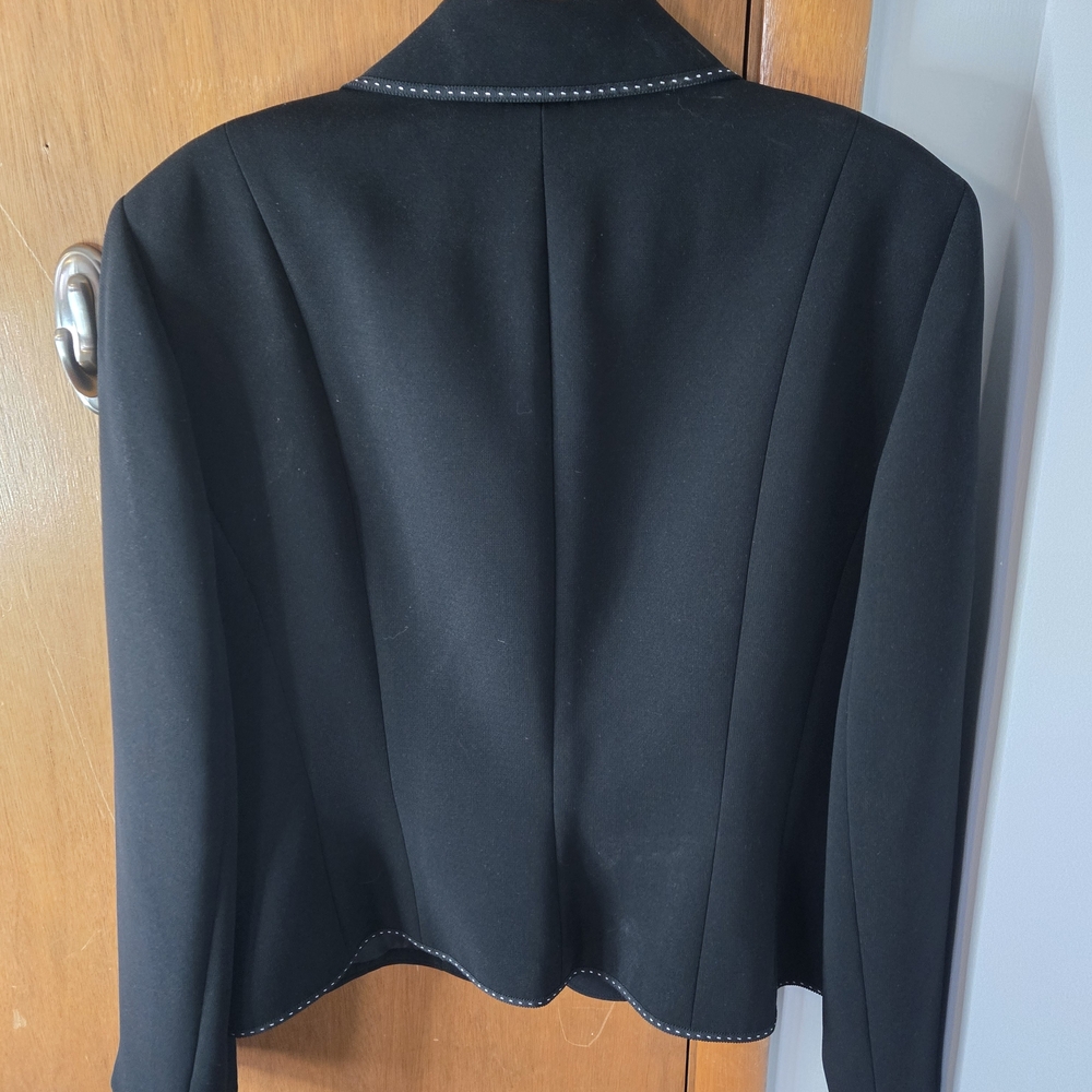 Tahari Women's Black Suit Jacket with White Stitching - Picture 3 of 4
